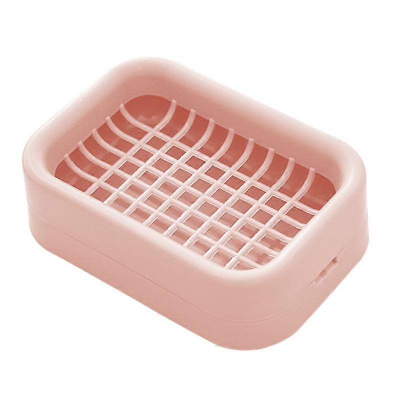 2pcs pink bathroom double layer drain soap box, bathroom soap holder (powder )12.5*8.5cm