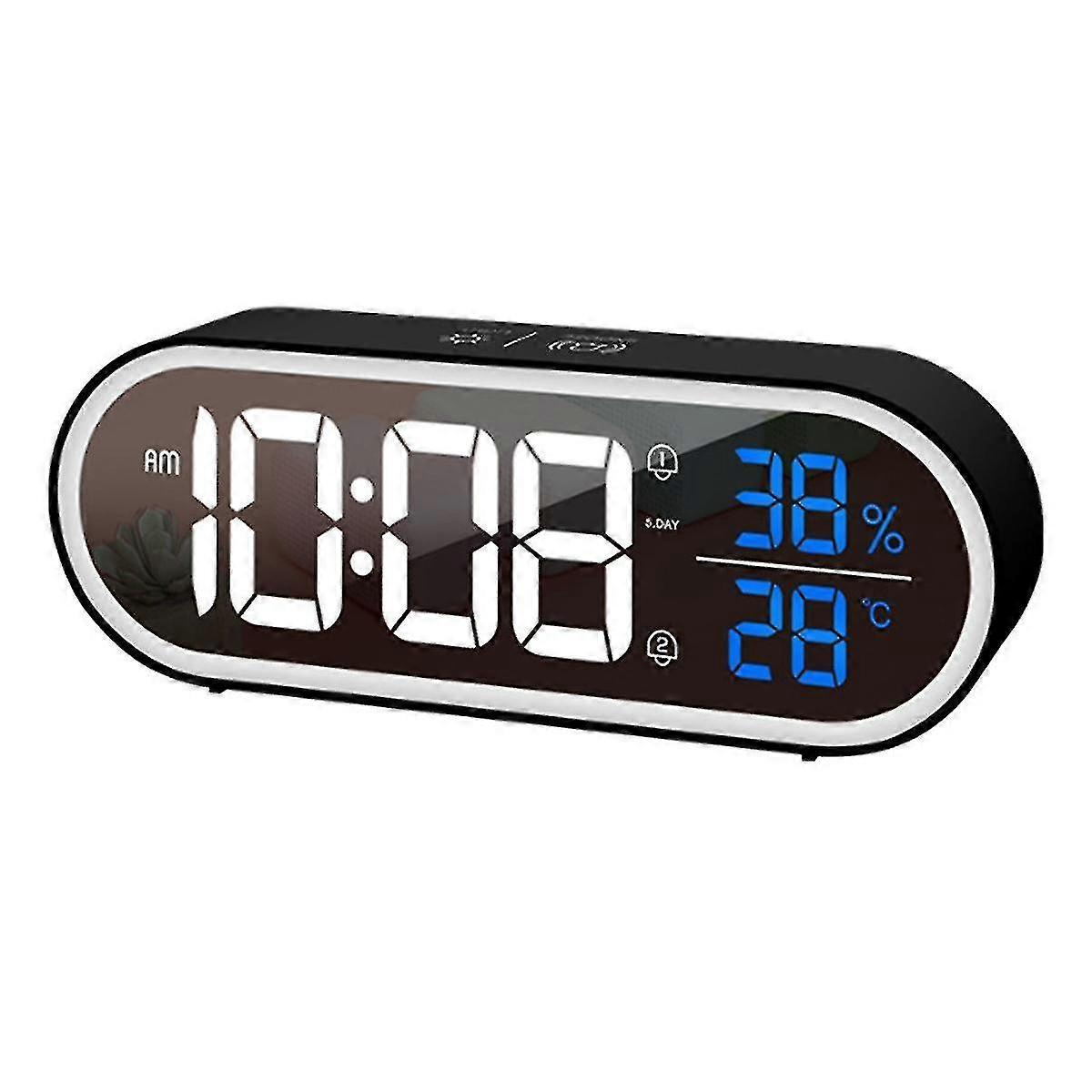 Led Digital Alarm Clock Snooze Temperature Humidity Display Usb Desk Strip Mirror Clock For Living