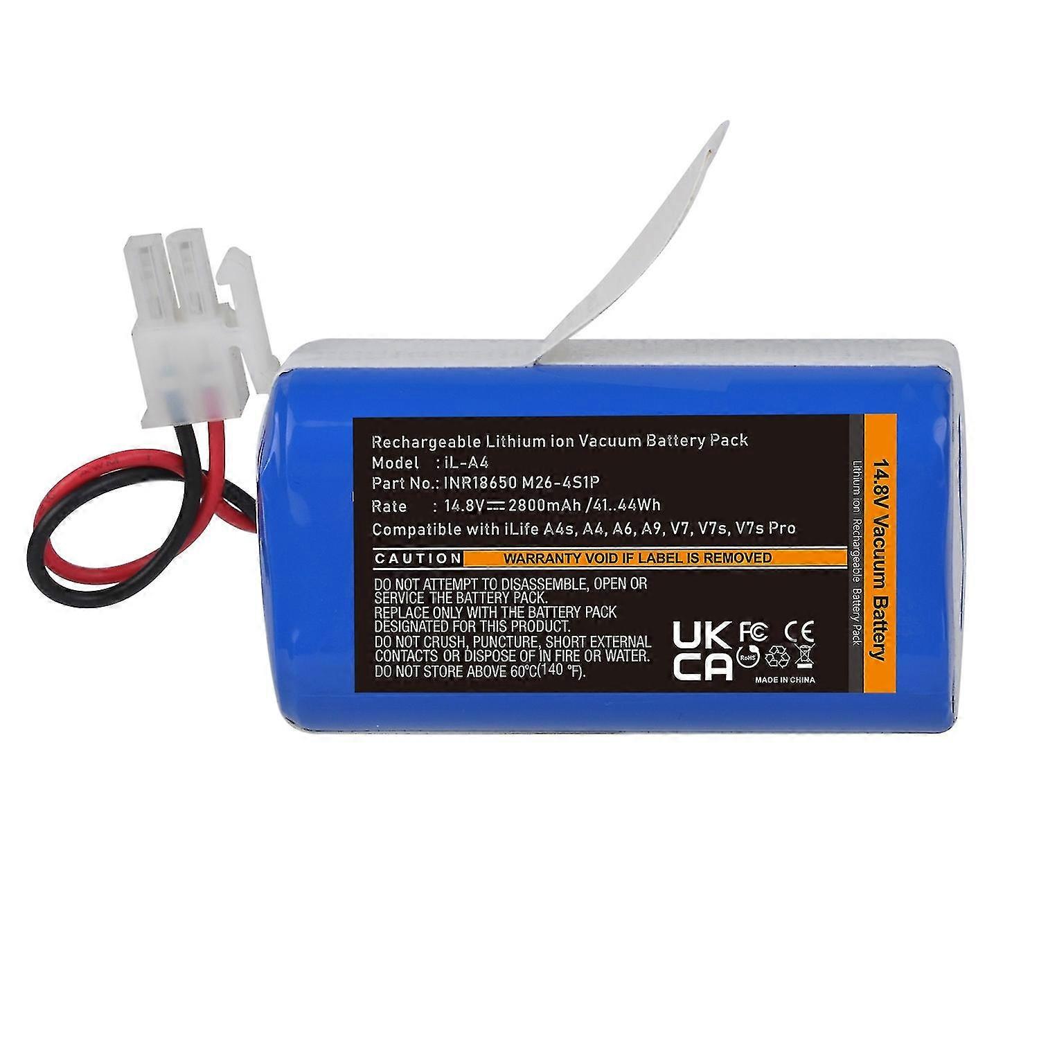 Batteria al litio da 14,8 V 2800 mAh di alta qualità compatibile con ILIFE A4 A4s V7 A6 V7s Plus Robot Aspirapolvere INR18