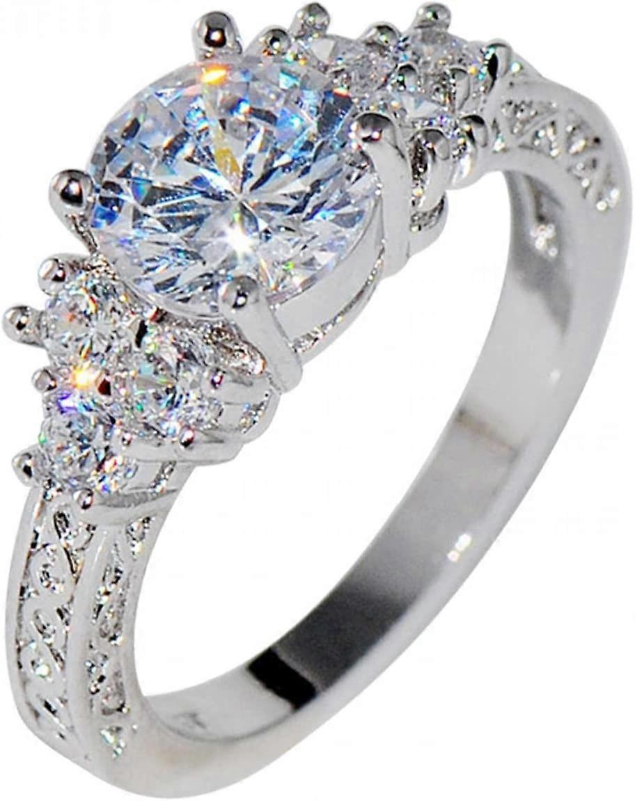 Luxury Diamond Silver Ring  Size 8