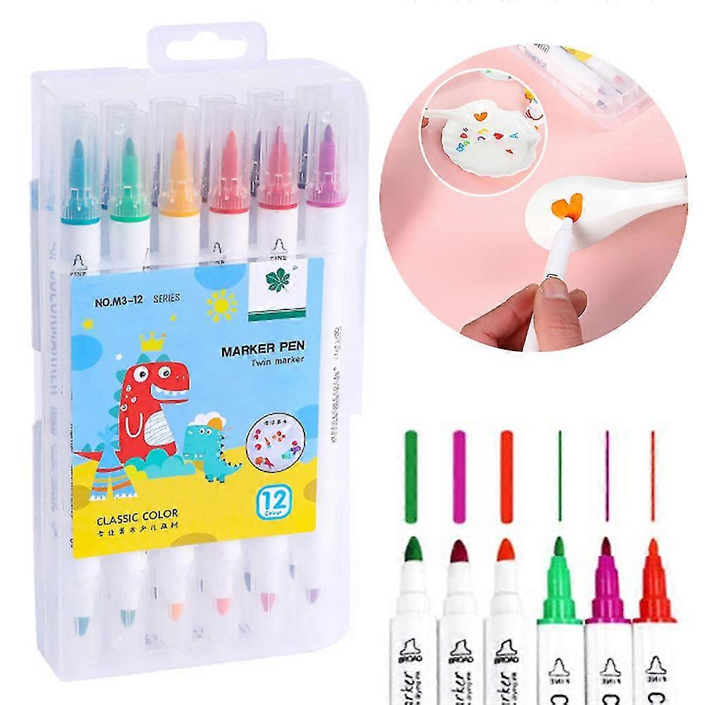 12 ألوان مزدوجة رئيس ماجيك القلم المياه العائمة القلم لون اللوحة القلم أطفال لعب الهدايا