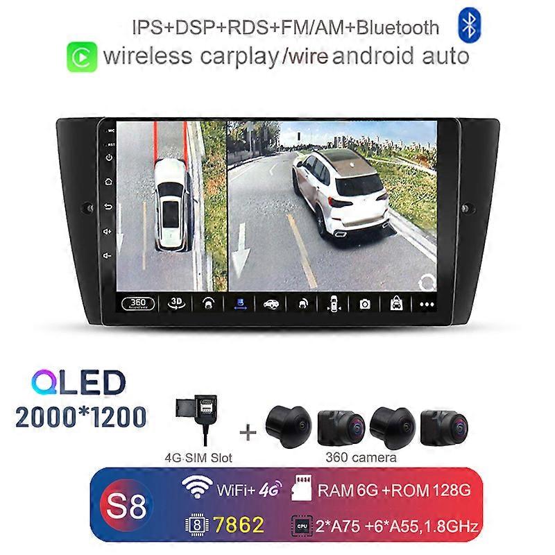 2000*1200 Carplay Auto Android 12.0 8GB+128GB 8Core Car DVD Player GPS WIFI Bluetooth RDS Radio For BMW E90/E91/E92/E93 3 Series