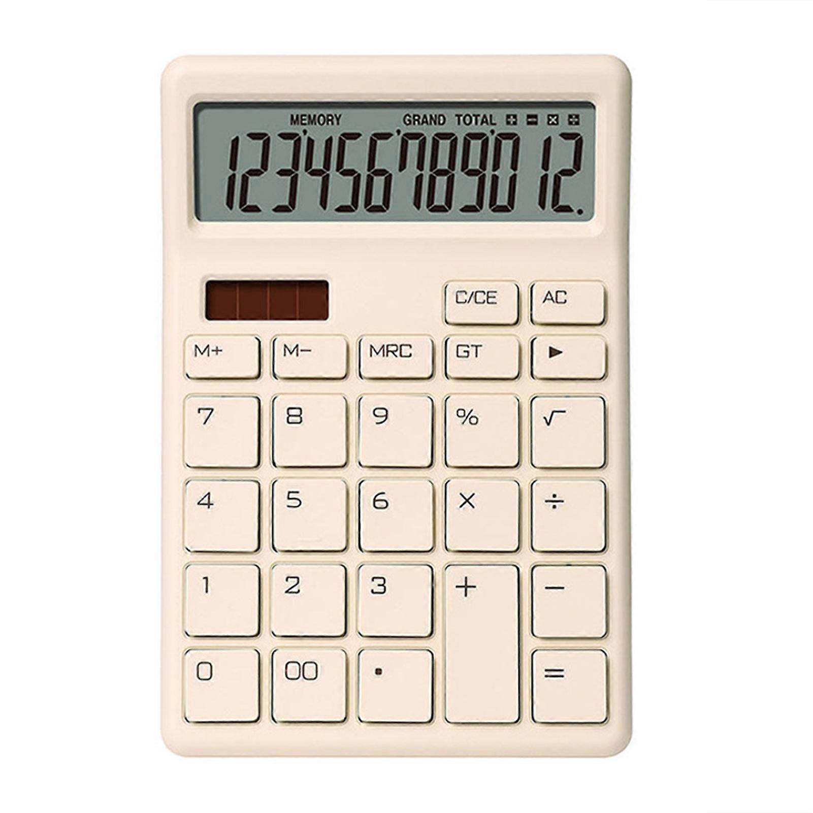 1 Set Electronic Calculator Portable Dual Power Calculator 12-Digit Display Desktop Calculator for Home Office School QingHai