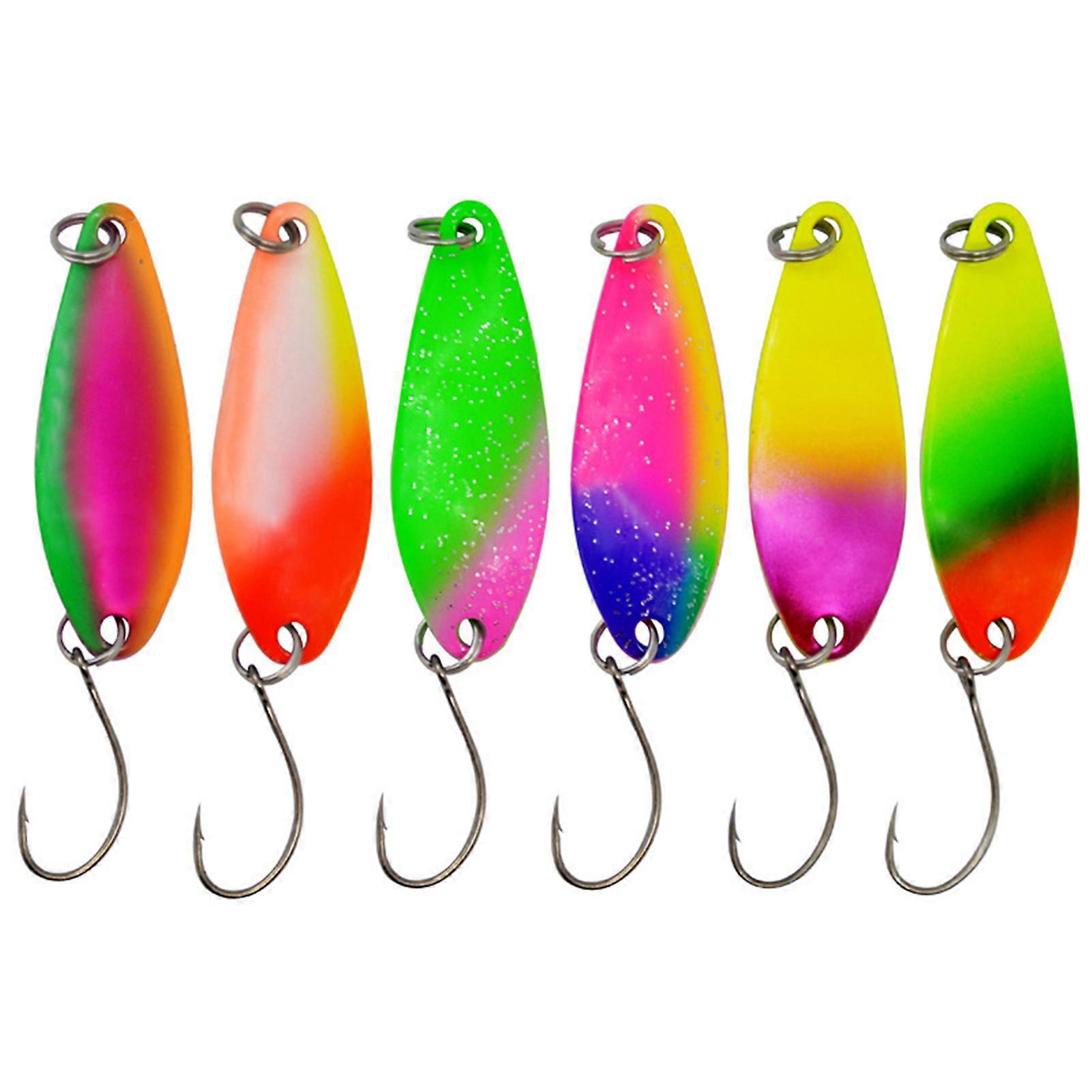 QingHai 6Pcs 5g/4cm Colored Sequins All Water Universal Sharp Hook Increase Rate Angling Willow Leaf Artificial Lures Sequins Fishing Accessories