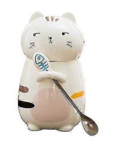Cute Cat Ceramic Cup With Stirring Spoon