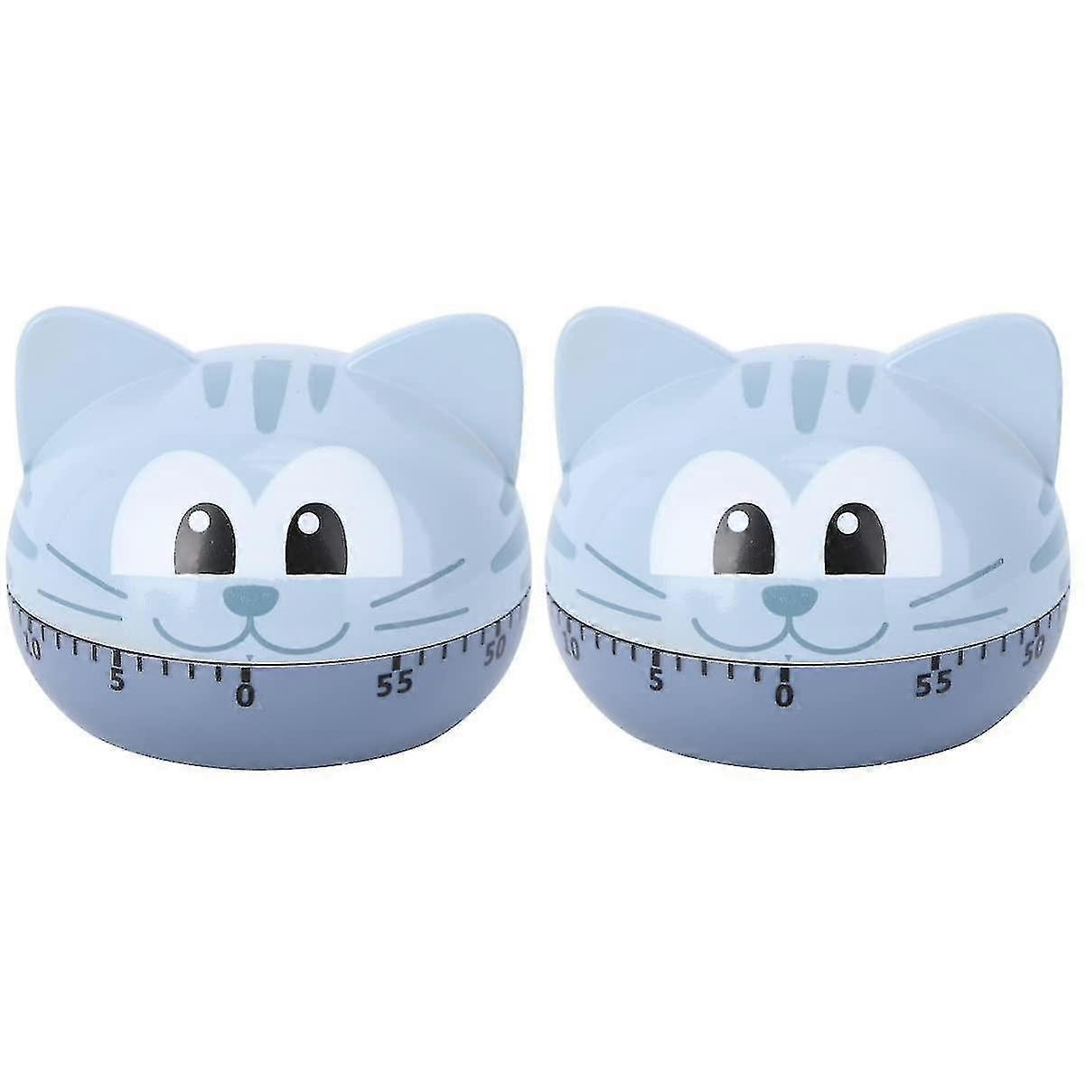 Kitchen Countdown Timer Mechanical Kitchen Timer Classroom Alarm Countdown Cute Timer Reminder Cute Cat Shape (2pcs)