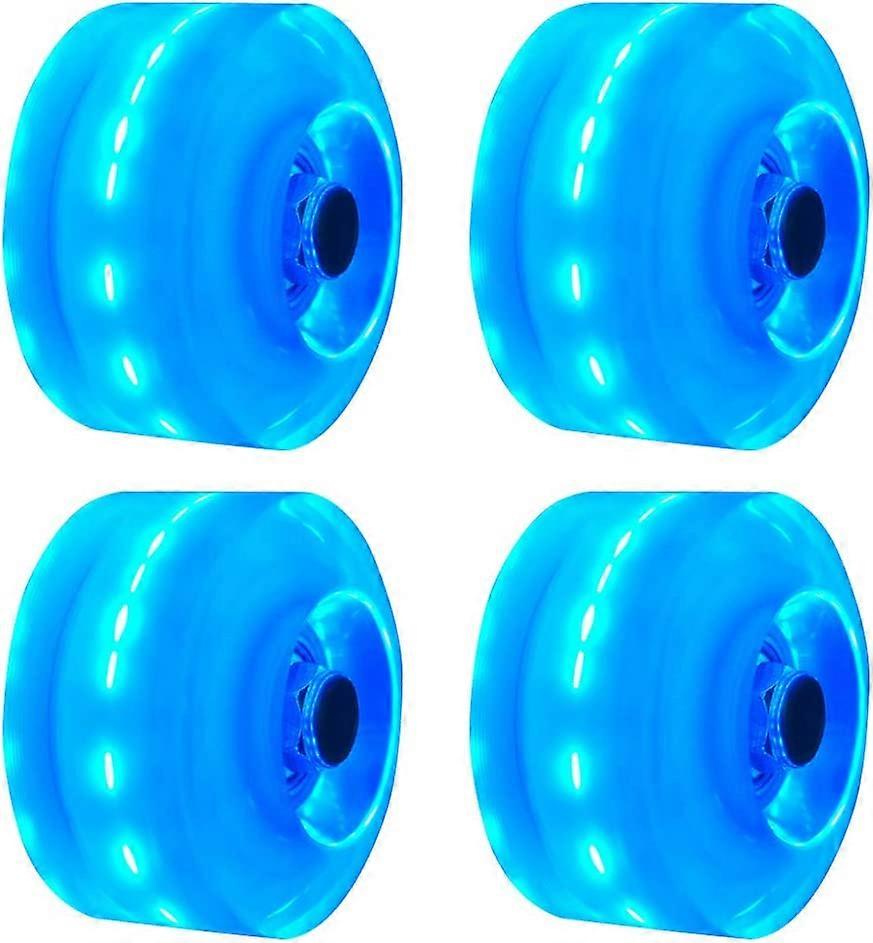 4 Light Up Replacement Wheels for Dual Roller Skateboard, LED Skateboard, 82A Core