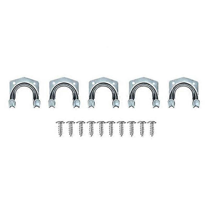 5pcs Double Hooks Tool Wall Mount Tool Holder Tool Hooks Garage Tool Hooks With 10 Screw