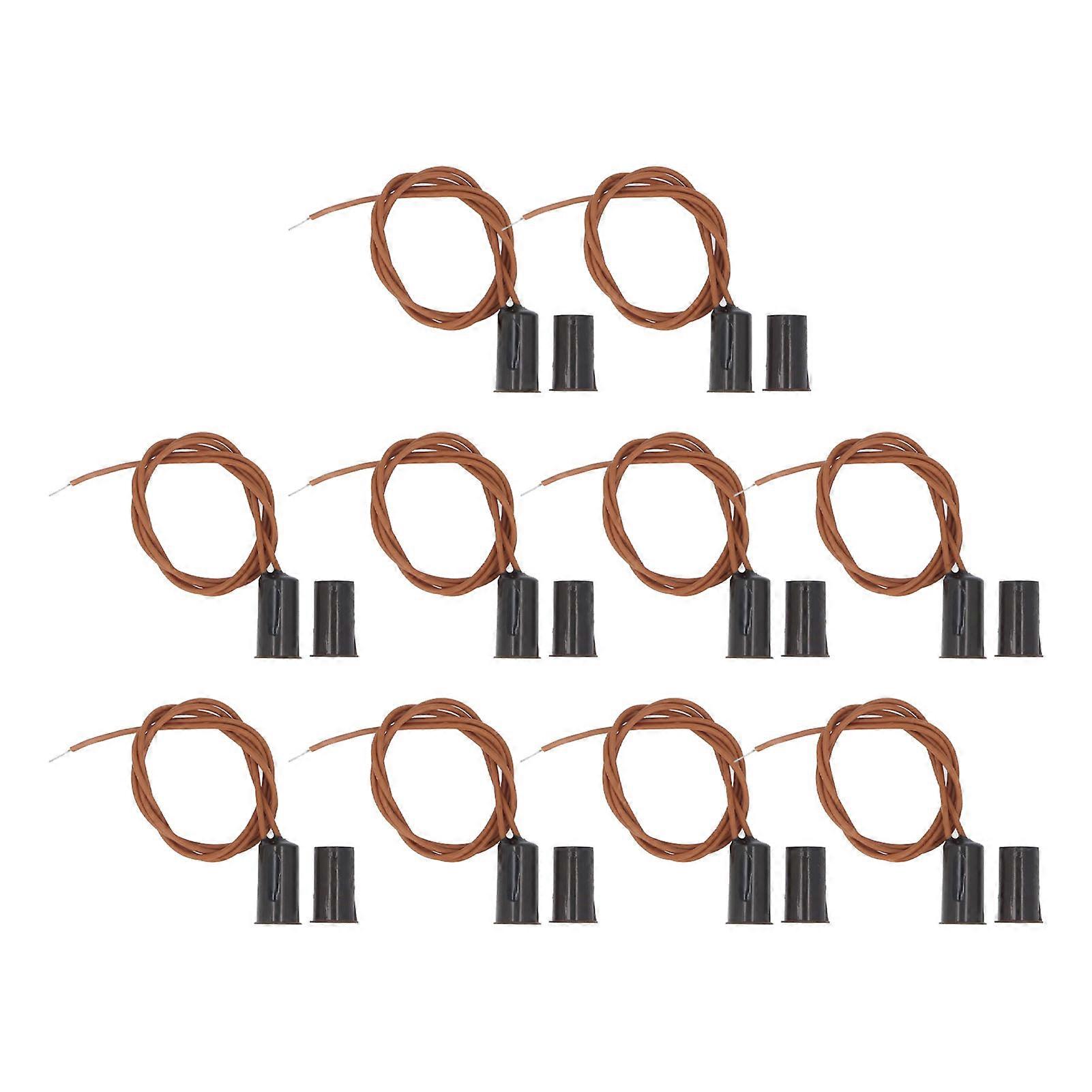 10 Sets Magnetic Reed Switch DC100V NC Recessed Wired Door Window Contact Sensor Switch for Alarm System Brown MR‑33