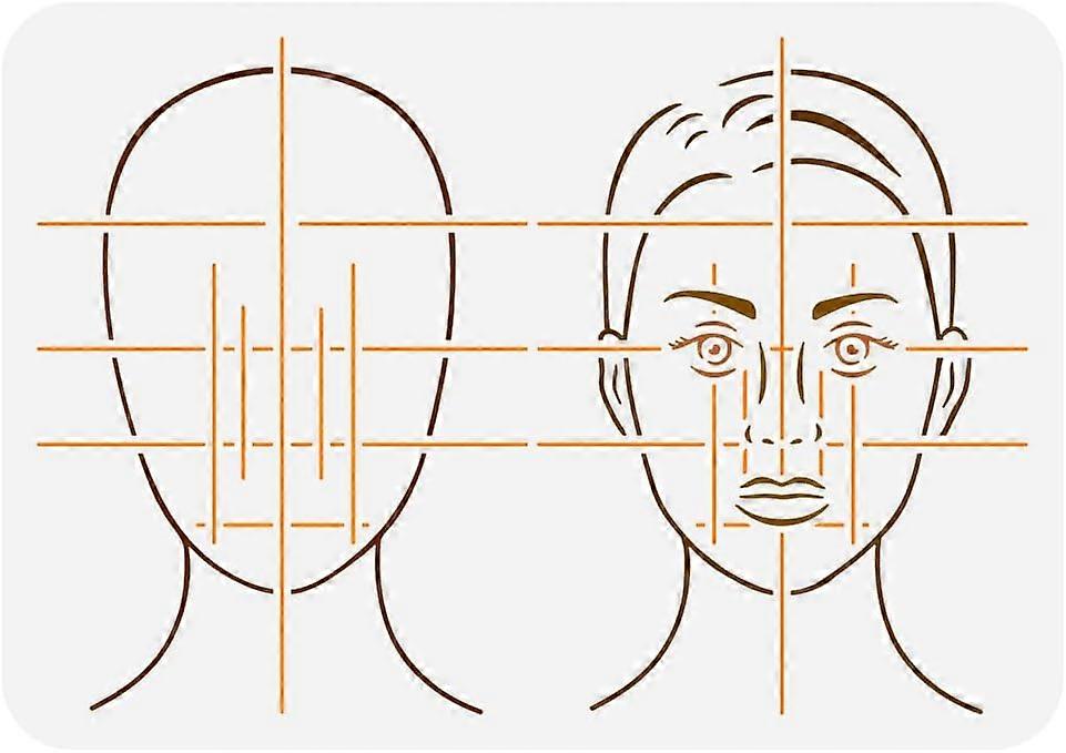 Face Map Front Painting Stencil 8.3x11.7inch Reusable Golden Ratio Face Pattern Drawing Template Human Face Decoration Stencil for Painting on Wood Wa