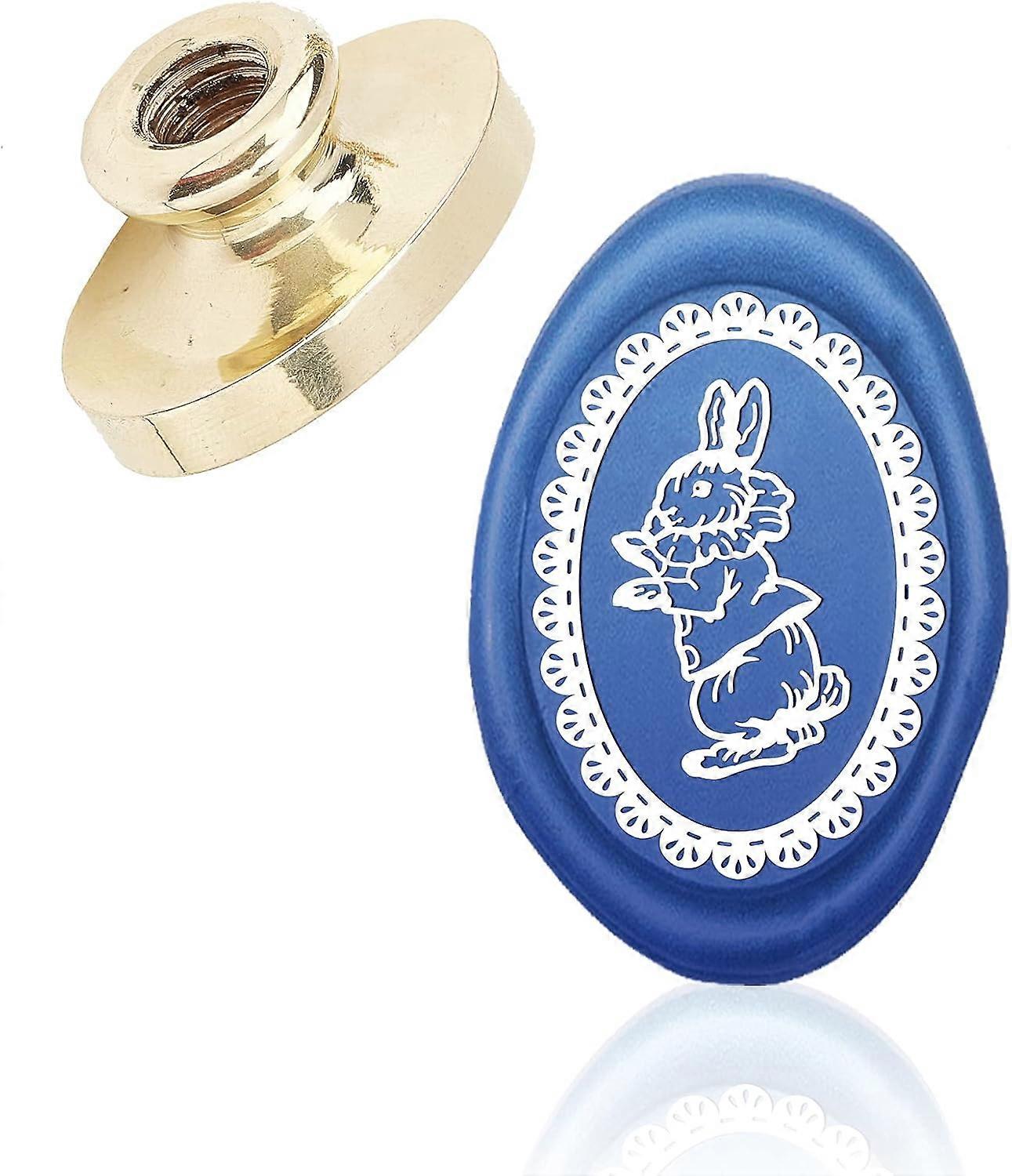 Easter Wax Seal Head Rabbit Wax Seal Stamp Head Oval Sealing Wax Heads Only No Handle Replacement Brass Head for Envelopes Cards Invitations Wedding H