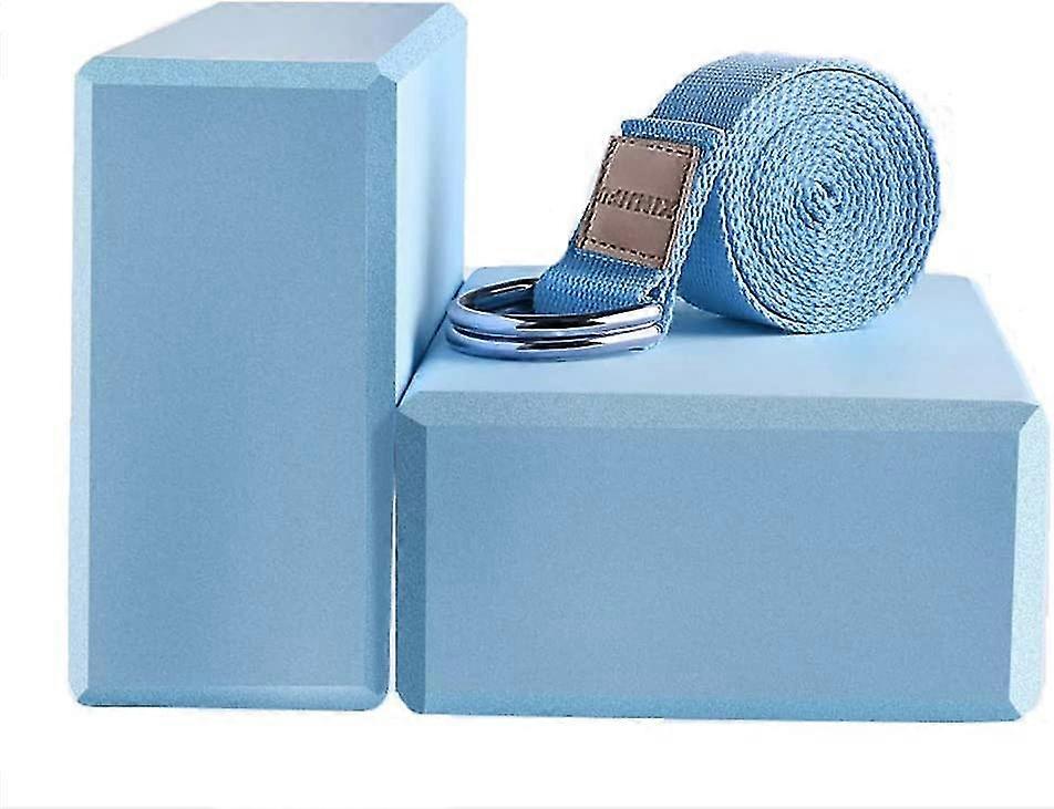 Yoga Blocks 2 Pack Set - (yoga Block With 1 Yoga Strap) High Density Soft Eva Fo