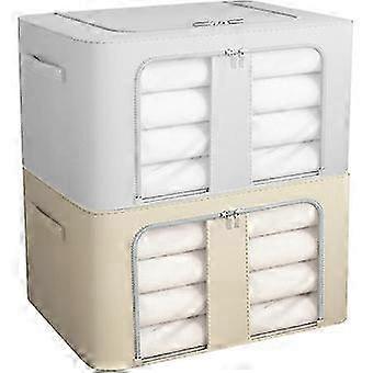 Pack Clothes Organization and Storage, Foldable Oxford Steel Frame Storage Box, Stackable Storage Boxes for Clothes & Bedding & Blankets-66L