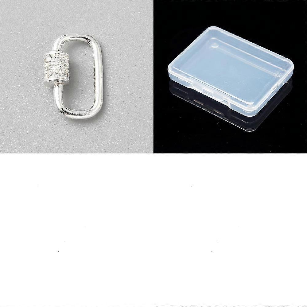 2Pcs 925 Sterling Silver Rhinestone Clasps Oval Silver 14.5x8.5x1.2mm 2pcs