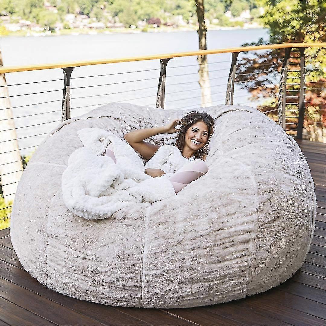 Lazy Sofa Sitzsack Kunstpelz Sitzsack (nur Sitzsäcke) Weiß 180x90cm