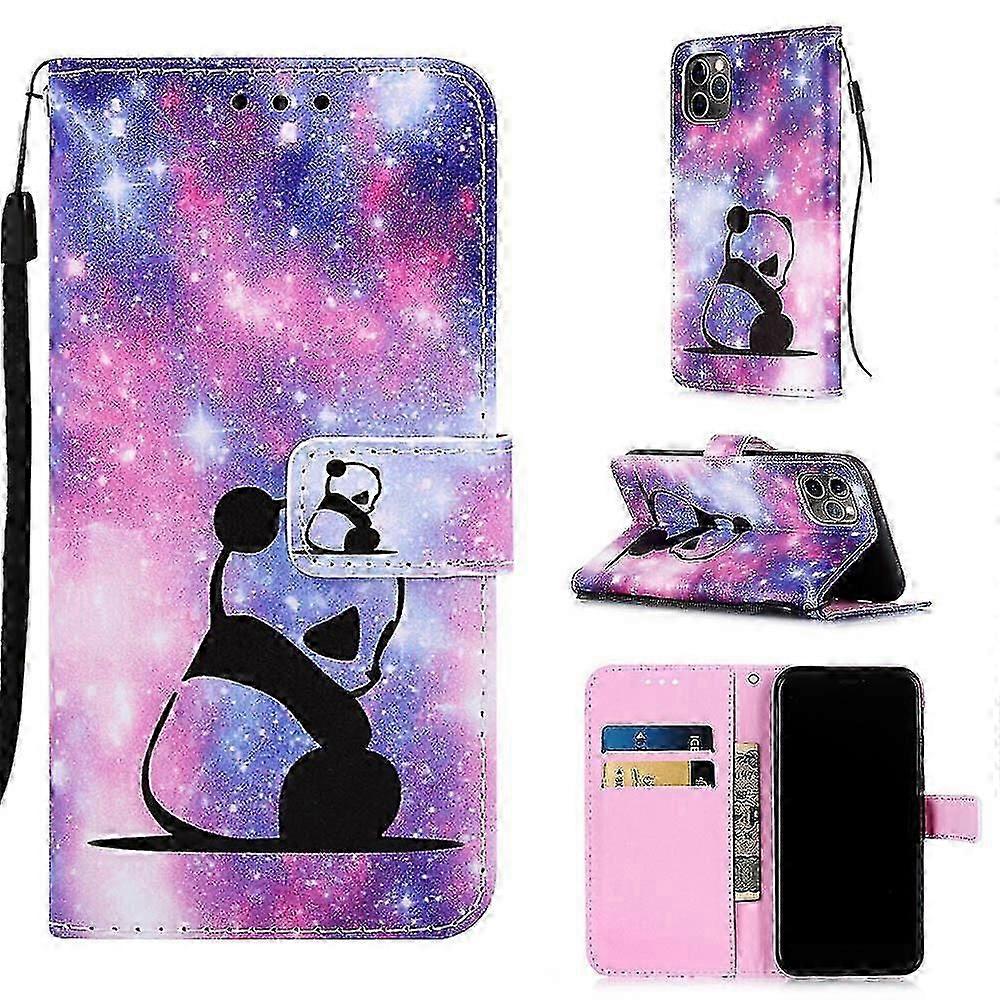 متوافق مع غطاء محفظة جلد iPhone 11 Pro مع حامل فتحة بطاقة نمط مسند - Panda