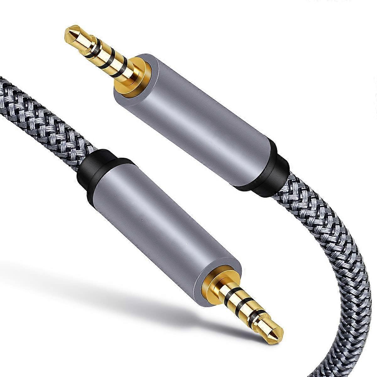 Aux Cable 30Ft,Tan QY 3.5mm Male To Male Auxiliary Audio Stereo Cord Compatible With Car,Headphones, IPods, IPhones, IPads,Tablets,Laptops,Android Smart Phones& More (30Ft, Silver