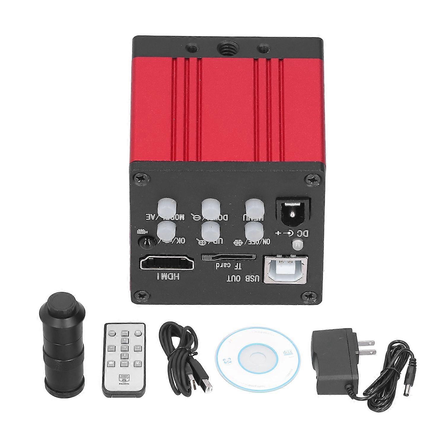 1080P 37MP FHD USB Microscope Camera with 180X C Mount Lens Remote Control for Mobile Phone Repair A