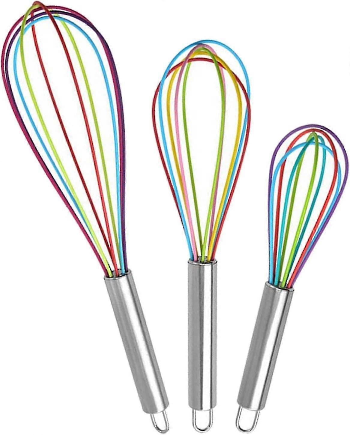 Whisk Silicone, 3 Piece Kitchen Whisk With Stainless Handle Whisk Small Whisk Set For Mixing, Whisking, Whipping, Frothing And Stirring,3510