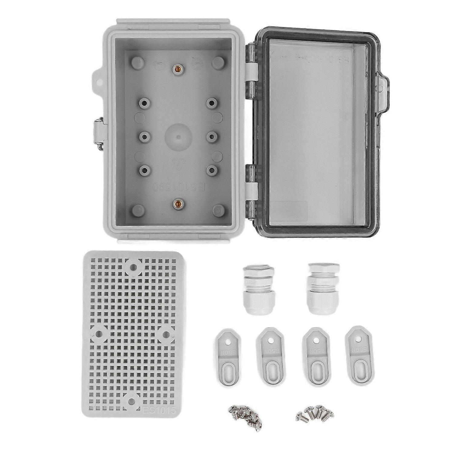 Distribution Box with Hinged Cover Mounting Plate Brackets IP67 Waterproof ABS Plastic Electrical En