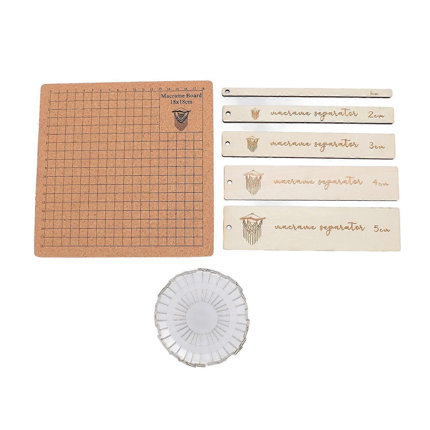 Macrame Board and Pins Double Sided Grids Macrame Project Board with 5 Rulers 30 T Pins for Braiding