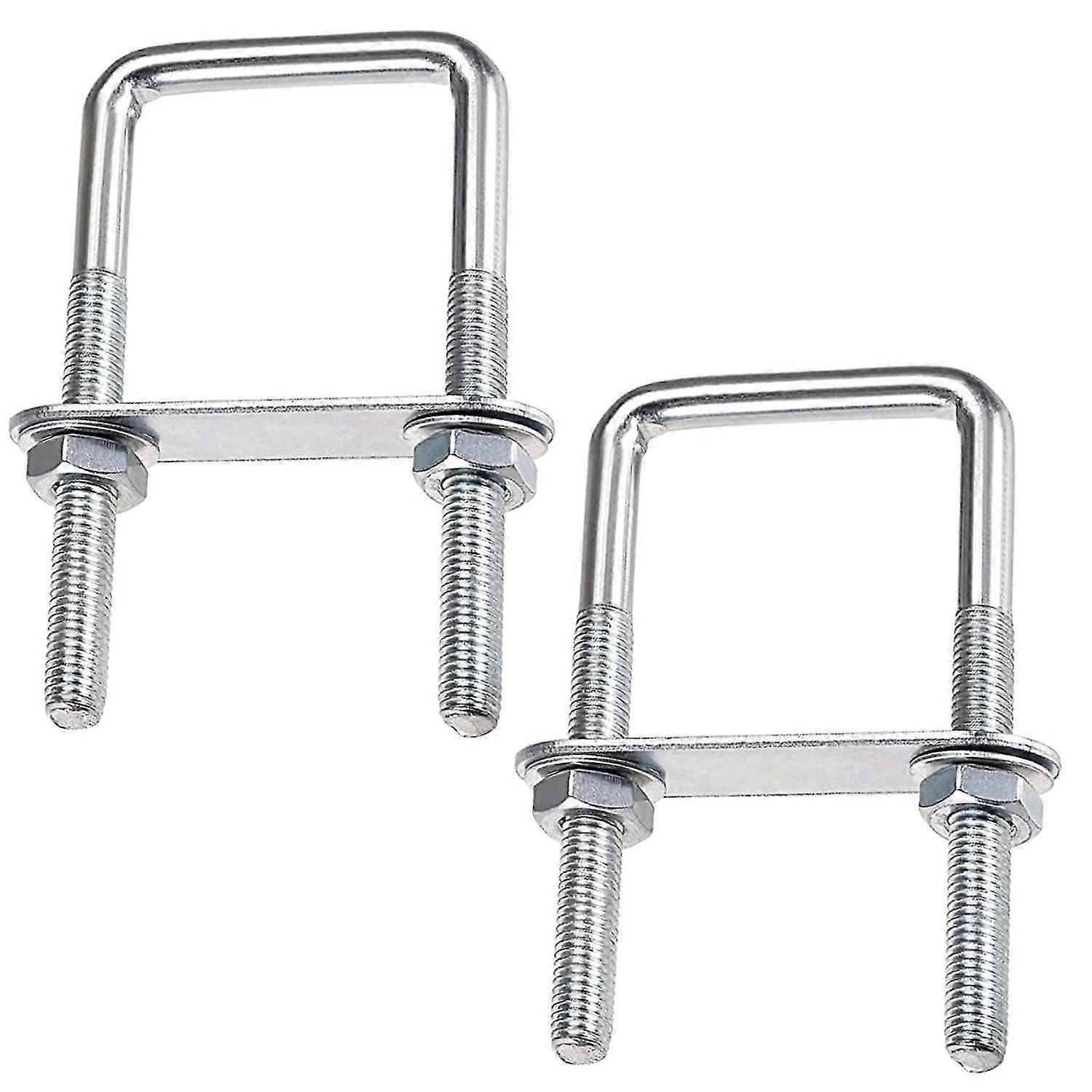 مسامير U-bolts مربعة ، براغي U من الفولاذ المقاوم للصدأ 70 × 110 مم ، M8 U-bolt مع لوحة إطار صامولة وغسالة ، M8 U-bolt لألواح التثبيت والأنابيب (70 ×