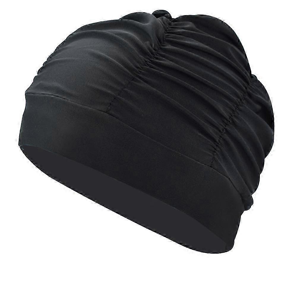 Femmes bonnets de bain uni maillot de bain plissé de natation pour cheveux longs bonnet de bain chapeaux de bain-Yvan