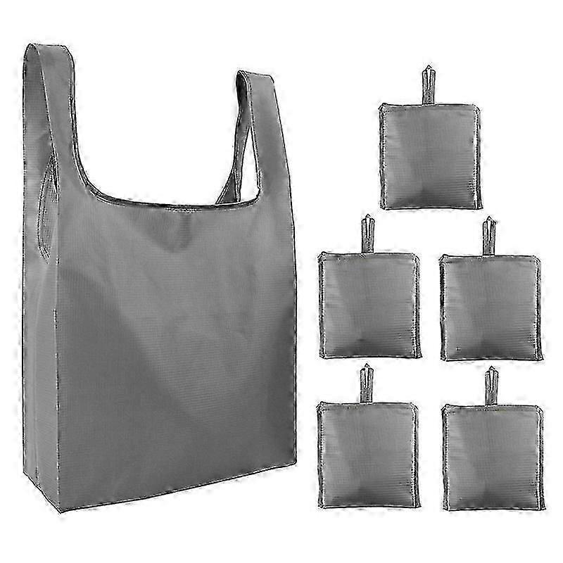 6 Pack Reusable Tote Bags Shopping Grocery Bags With Pouch