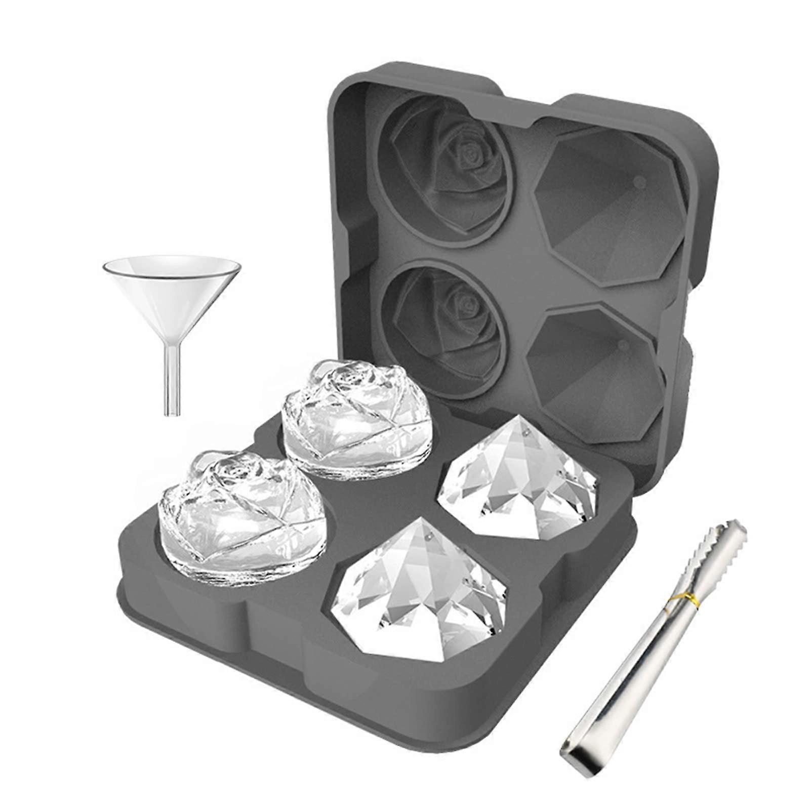 Large rose rhinestone ice cube mold for beverages