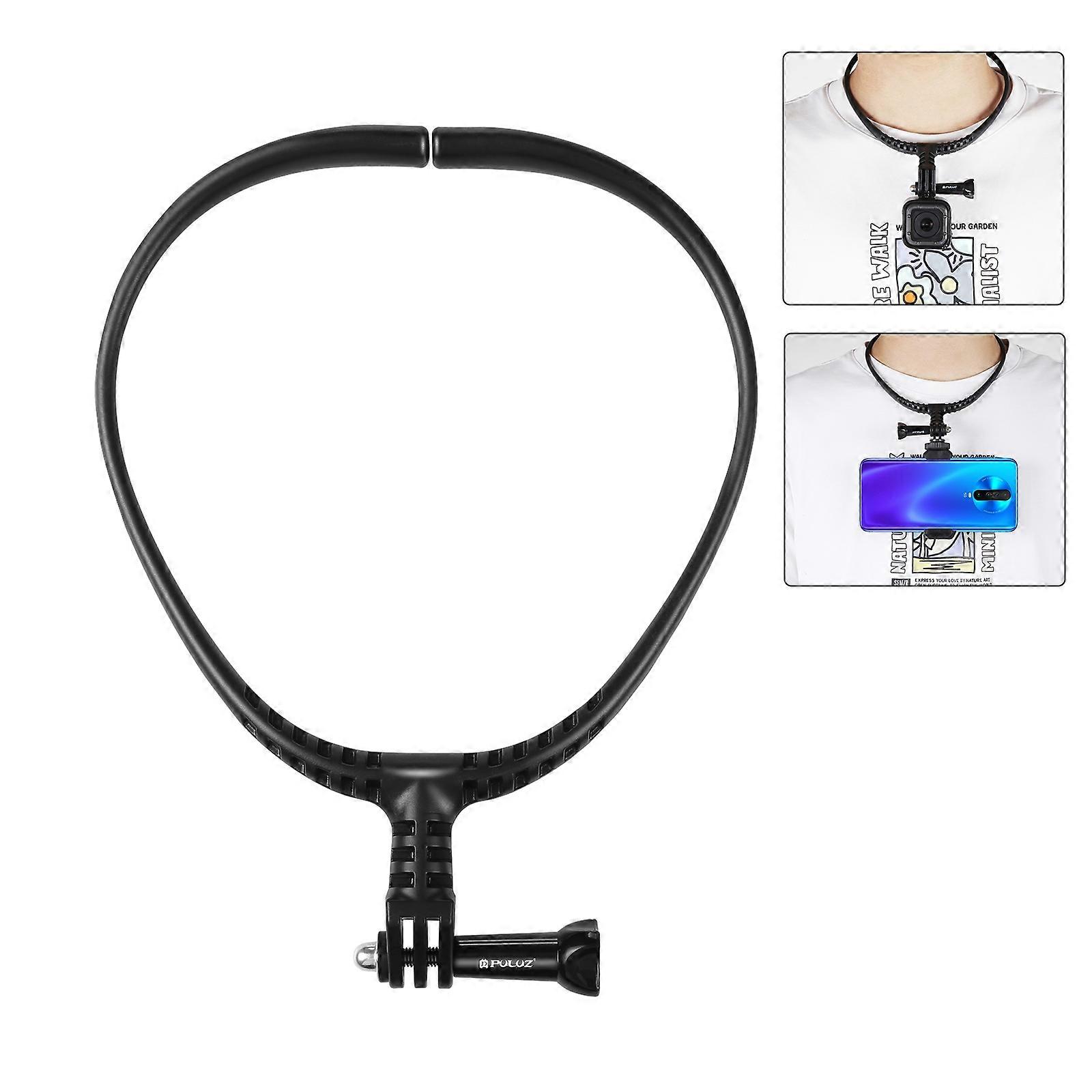 (New) PULUZ Lazy Adjustable Neck Bracket for GoPro Action Cameras (Black)