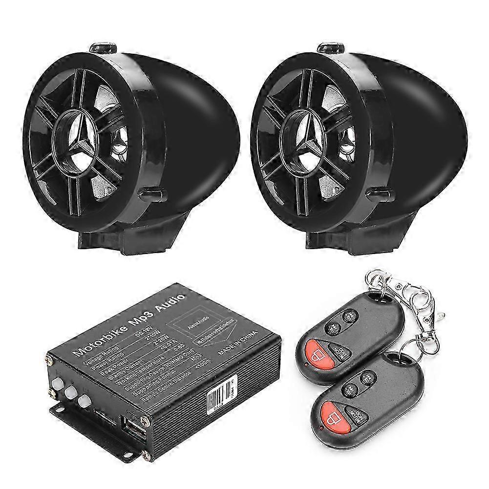 Motorcycle Anti Theft Alarm System Remote Control Waterproof MP3 FM Radio Speaker Stereo Amplifier Sound System
