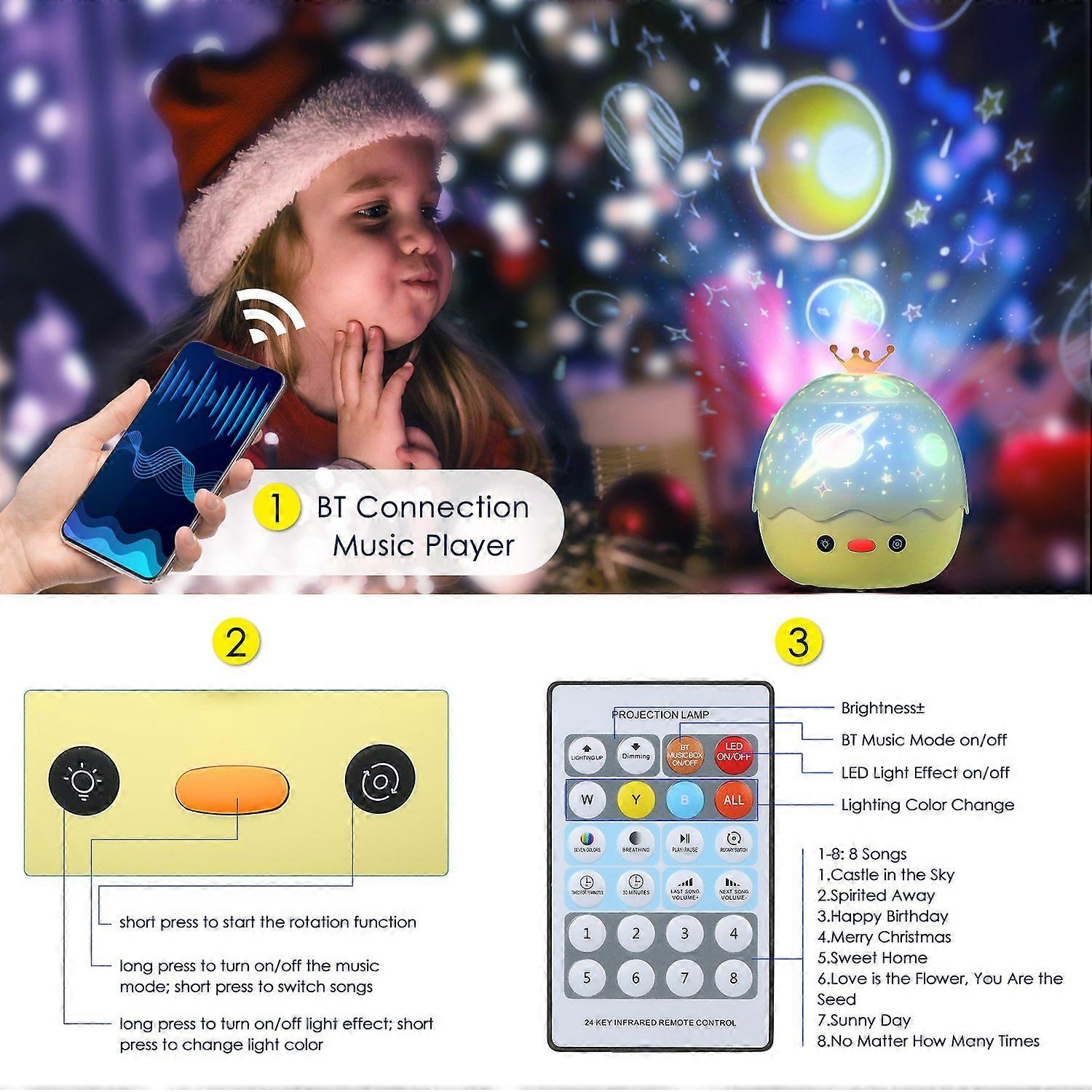 Tomshine USB Light Projector with Remote Control Timer Function 360 Degree Rotating Colorful Lights 