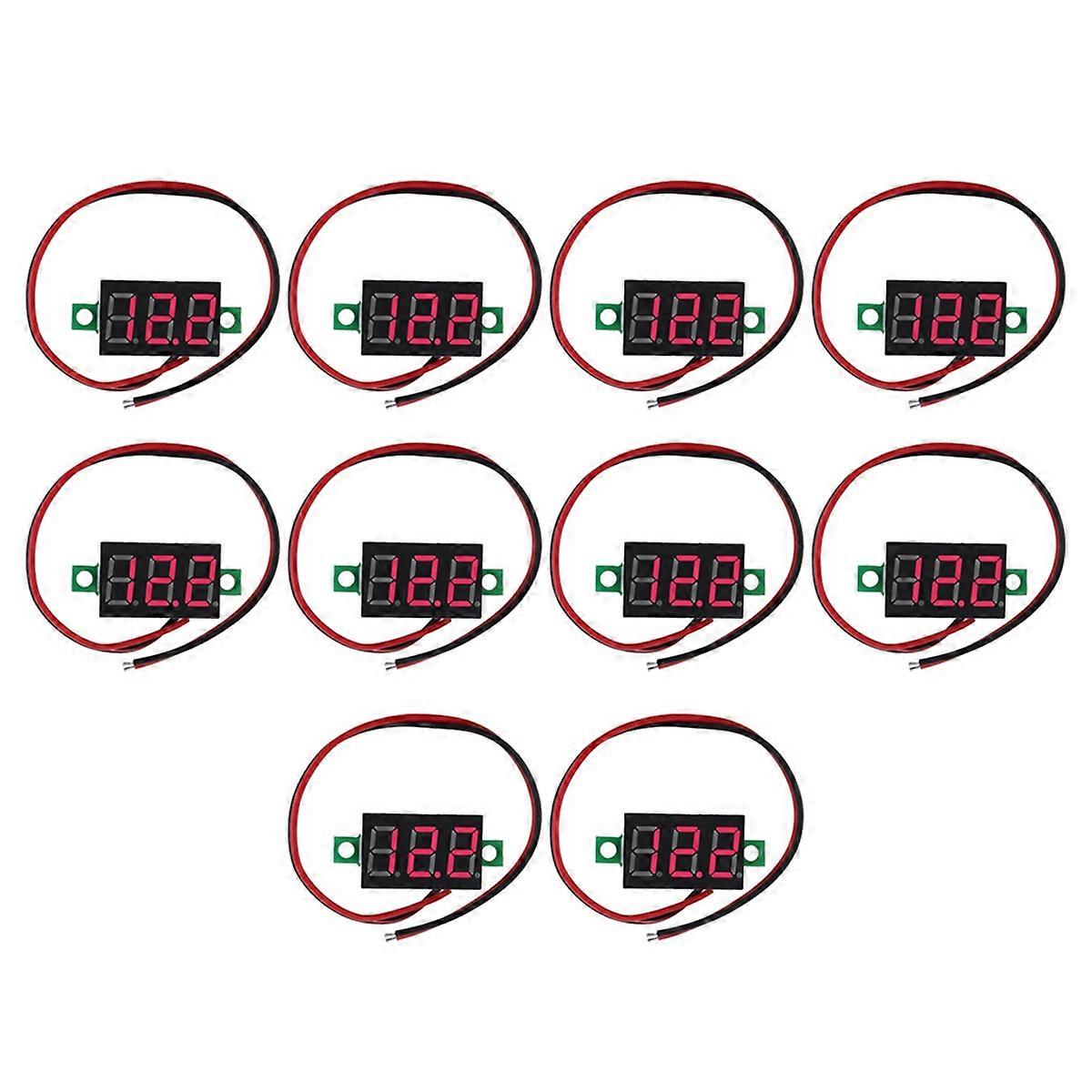 10pcs 2 Wires Mini Digital Voltmeter DC 2.5V-40V Digital Voltage Tester LED Display Panel Voltmeter
