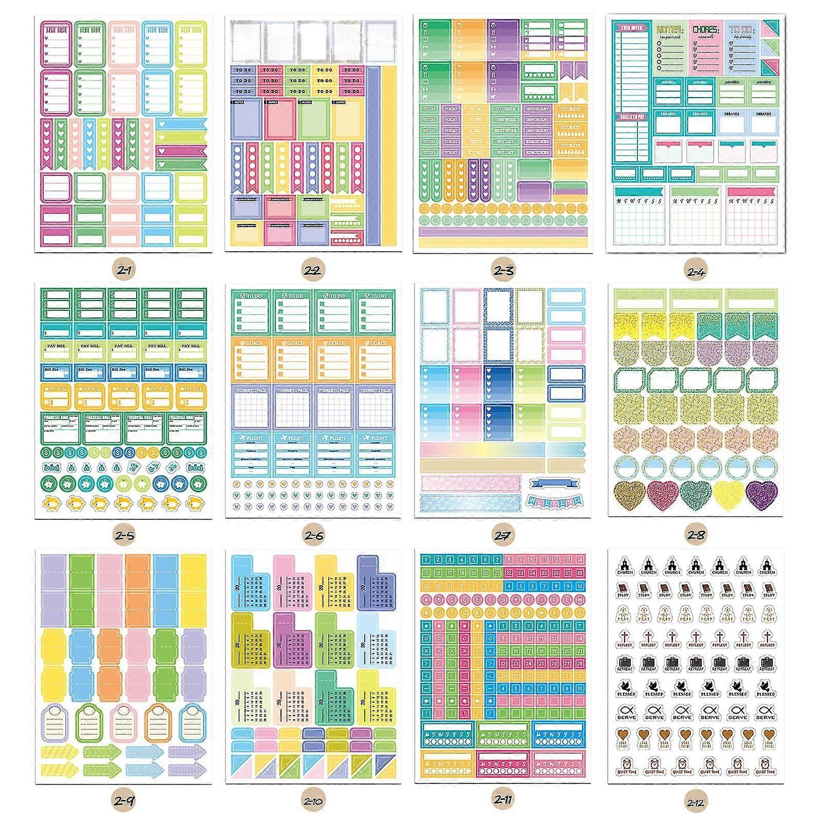 12 Sheets Essentials Planner Sticker Weekly Daily Schedule Sticker
