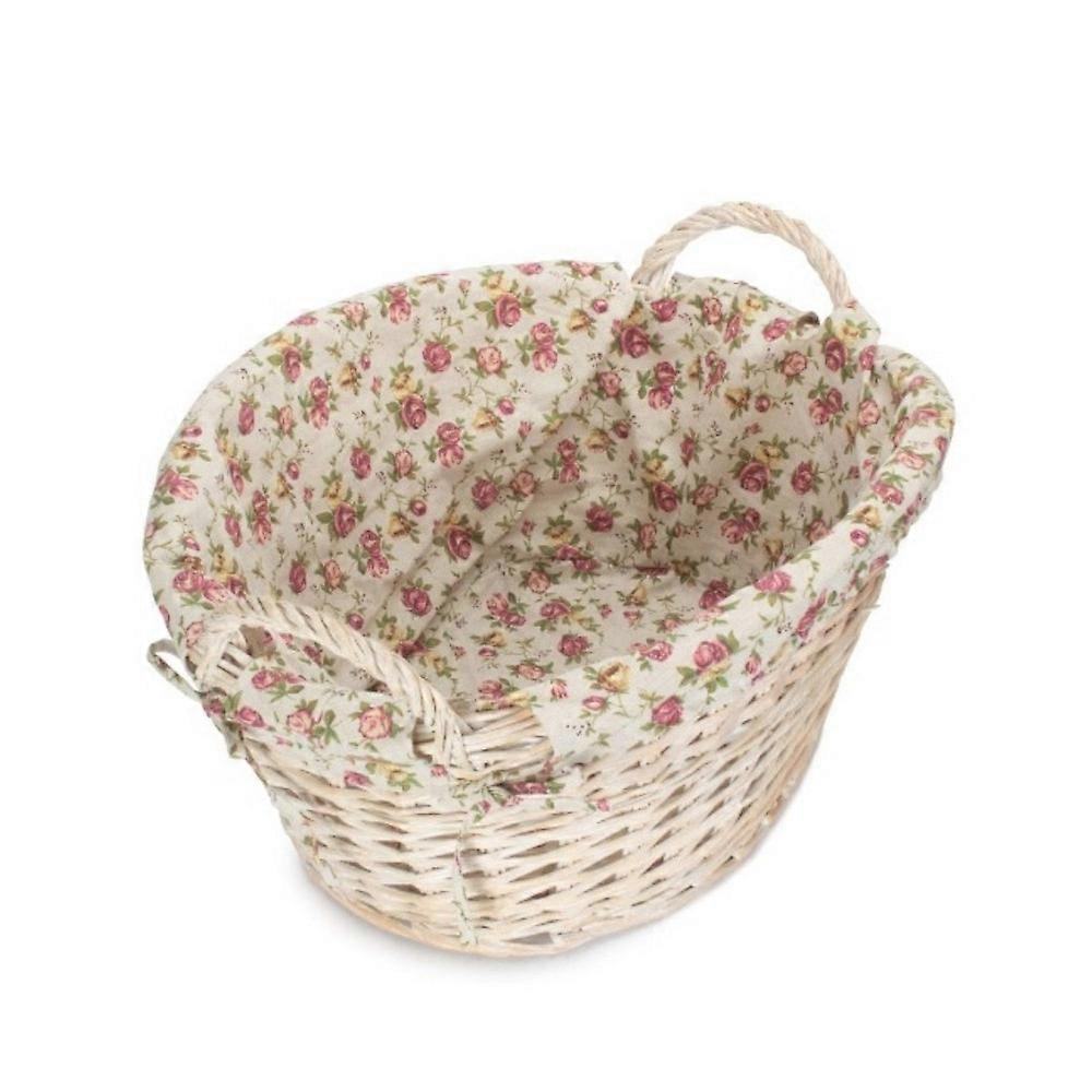 White Wash Finish Wicker Laundry Basket