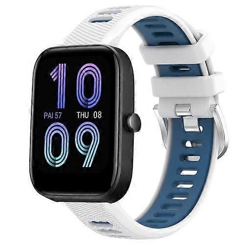 For Amazfit Bip 3 22mm Cross Texture Two Color Silicone Steel Buckle Watch Band