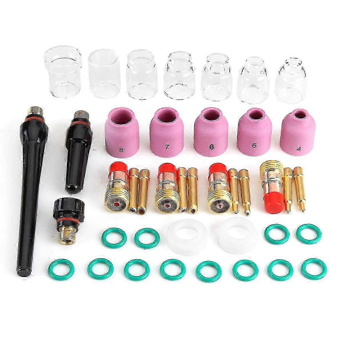 41pcs/lot Tig Welding Torch Nozzle Ring Cover Gas Lens Glass Cup Kit For Wp17/18/26 Welding Accesso