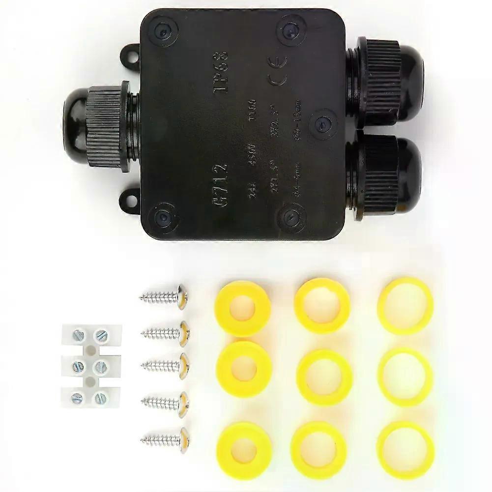 Junction Box Waterproof Junction Box Waterproof Junction Terminal Box Black 3-Way Y-Shaped Plastic Cable Connector Case IP68