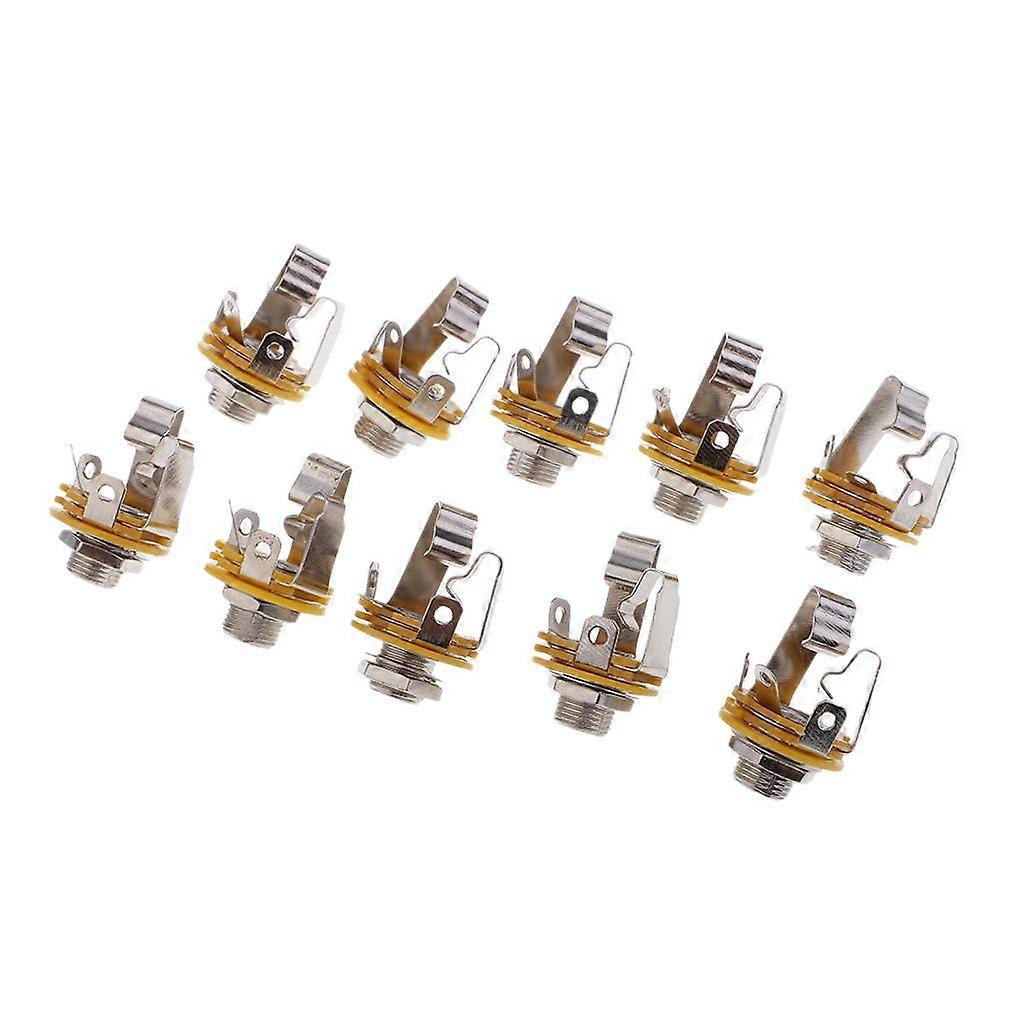 10pcs 1/4''6.35mm Stereo Socket Connector Panel Mount Solder