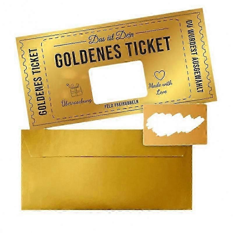 Golden Ticket Scratch Free Wish Voucher Voucher to Fill Yourself | Gift Card for Christmas | Birthday Card Golden Ticket with Envelope | Gift Idea for