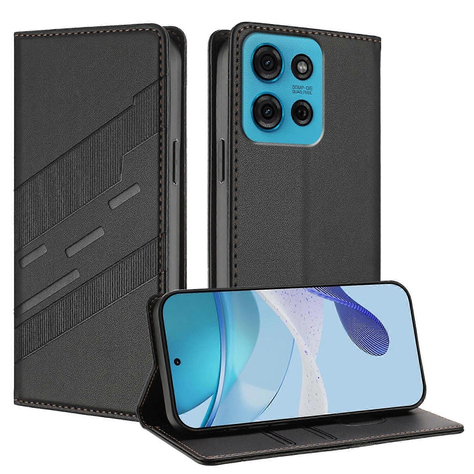 Embossed Wallet PU Case For Motorola Moto G75