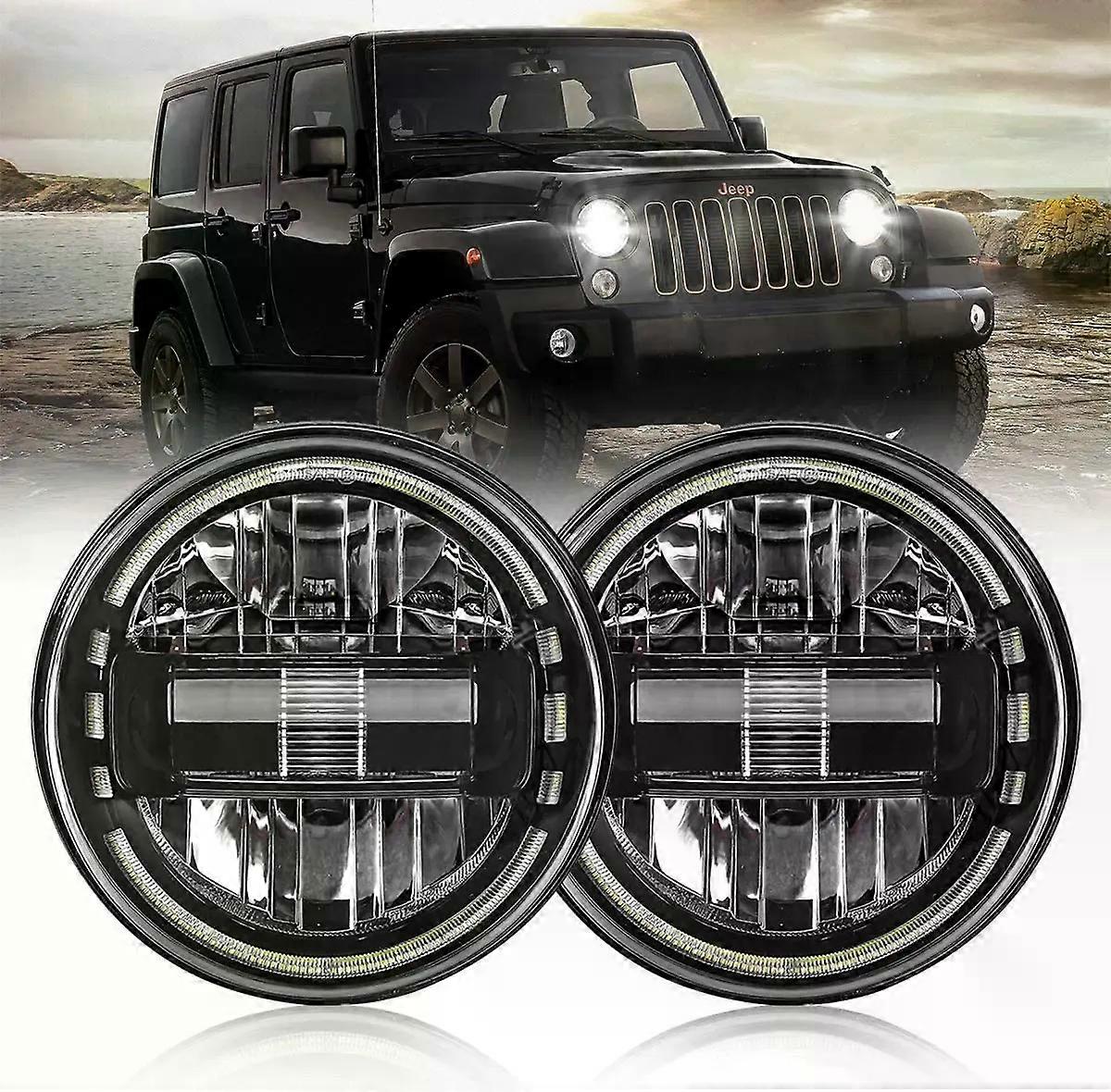 Compatible 7'' Led Headlight For Lada Niva 4x4 H4 High Low Beam Round Headlamp Cars Running Lights for Jeep Wrangler JK Land Rover Defend