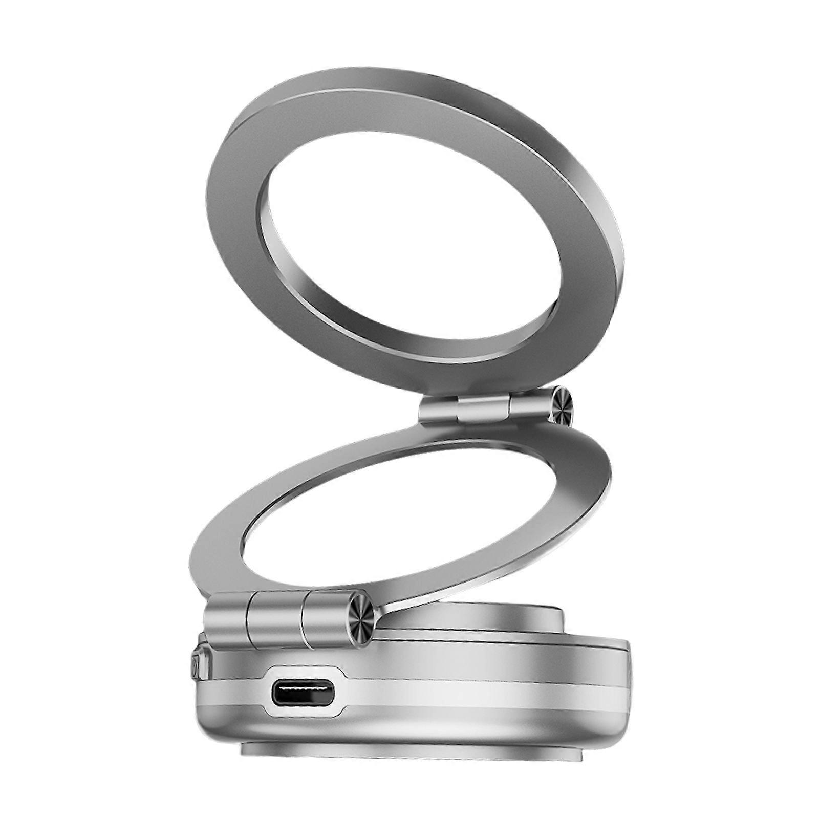 Phone Holder Rack Stand Support with Powerful Magnetic Suction, 360 Rotatable, Adjustable Viewing Angle for Car Desk Use Silver
