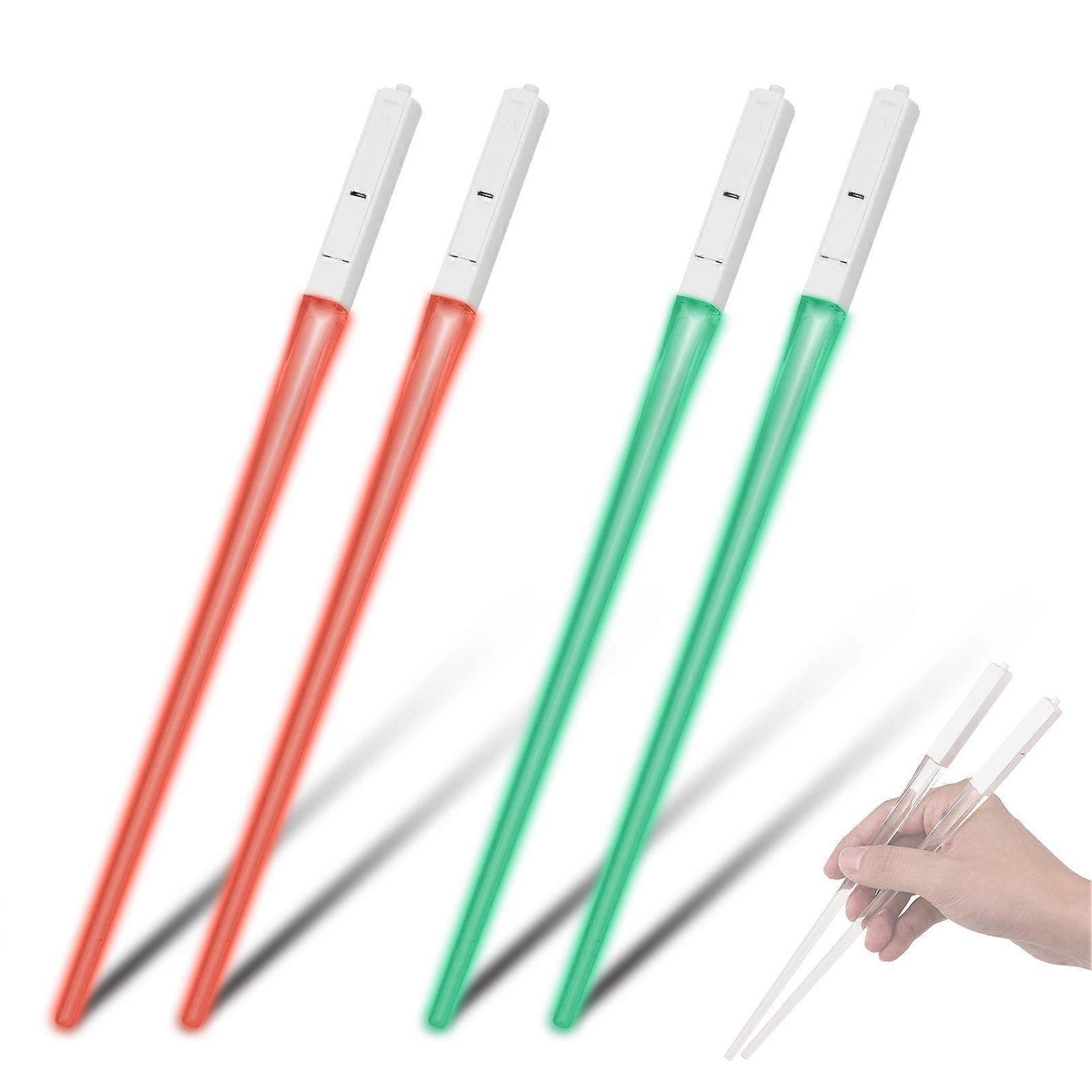 2 Pair Lightsaber Chopsticks Light Up LED 9 Colorful Color Changing Chopsticks Transparent ABS Lightweight and Portable Reusable Chopsticks with Deta