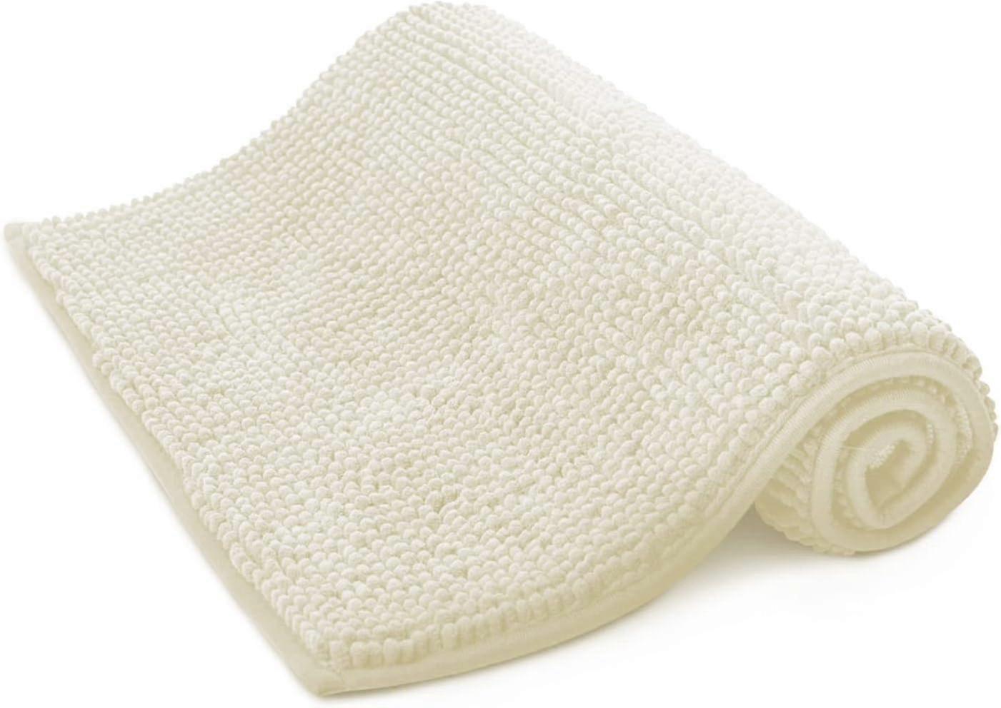 Non-Slip Bath Mat - Soft and Comfortable Microfibre Mat with Machine Washable Design - Water Absorbent and Quick Drying (50x80cm,Cream) hwy