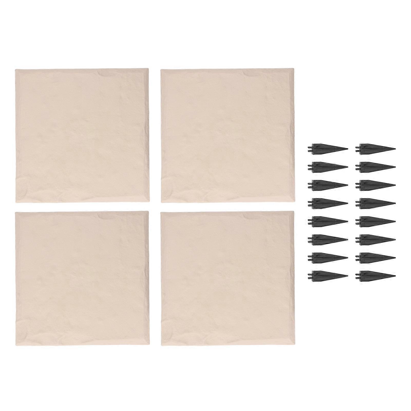 Stepping Stone with Ground Stakes Polypropylene Resin Weatherproof Garden Décor Stepping Stone for Lawn Outdoor Square Beige