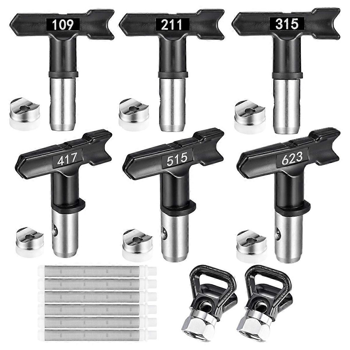 14 PCS Airless Spray Gun Tool Set, 6PCS Spray Nozzles, 6PCS Filter