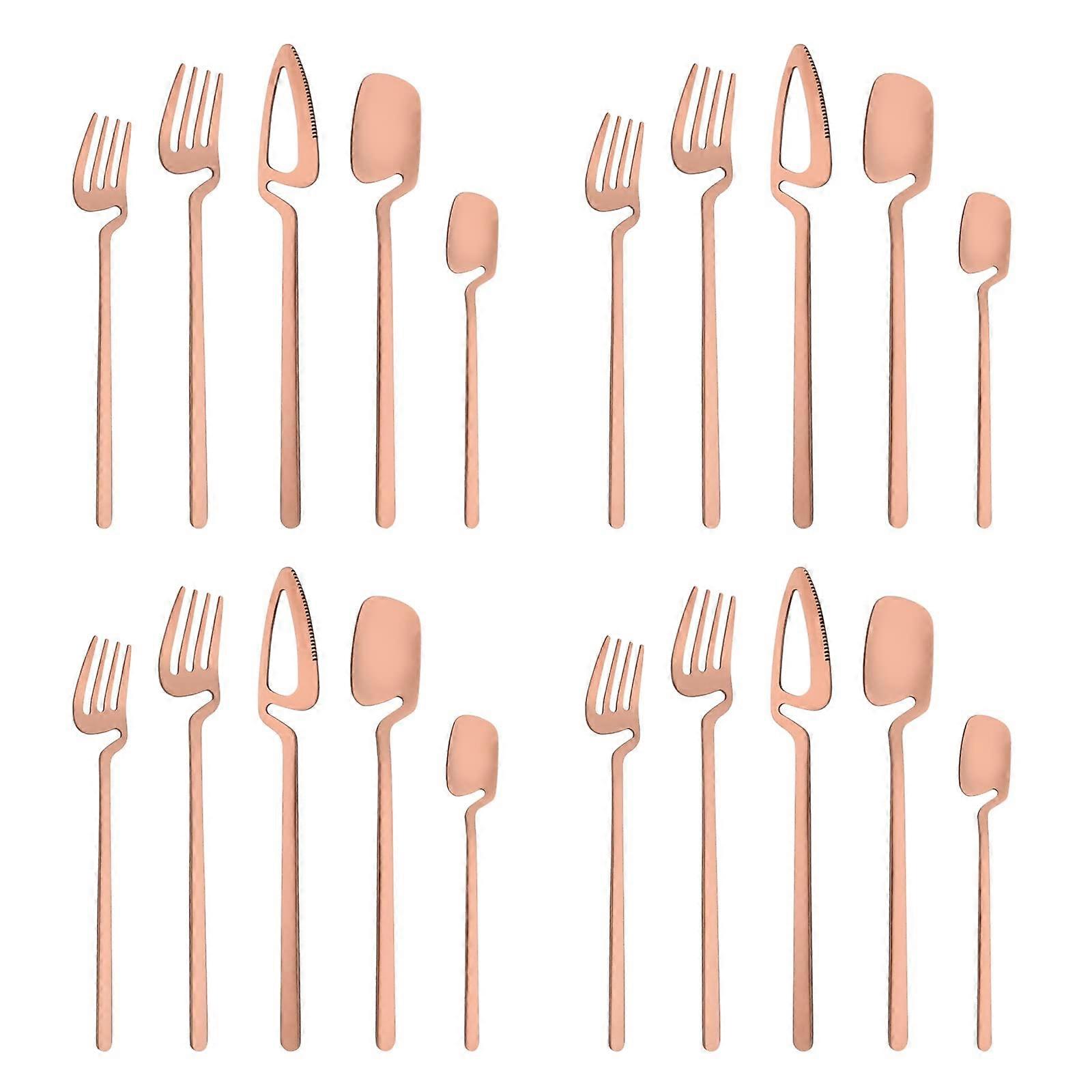 20 Piece Matte Silverware Set For Home And Restaurant Use Matte Finish Flatware 20Pcs