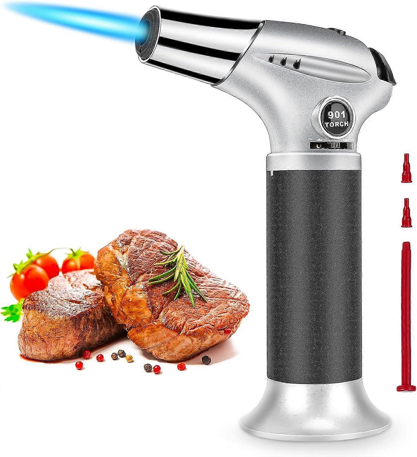 Adjustable Kitchen Blowtorch - Refillable Torch Lighter for Crme Brle Barbecue Baking