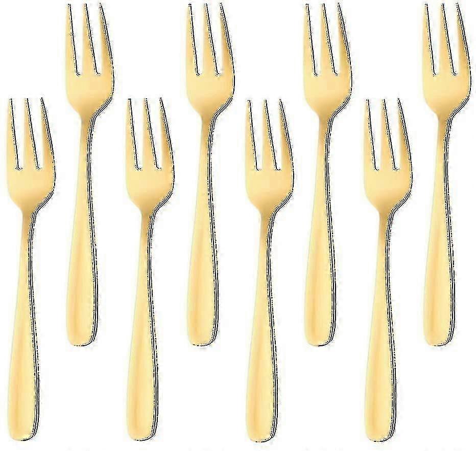 8 Pcs Gold Stainless Steel Kitchen Craft Cake Fork Set